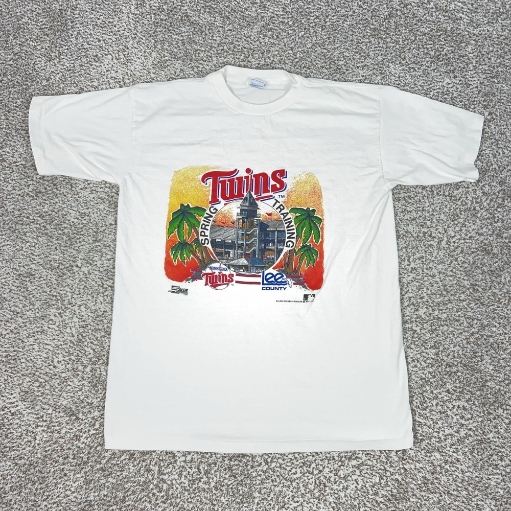 Vintage Minnesota Twins Shirt Mens XL White MLB Baseball Spring Training 1991